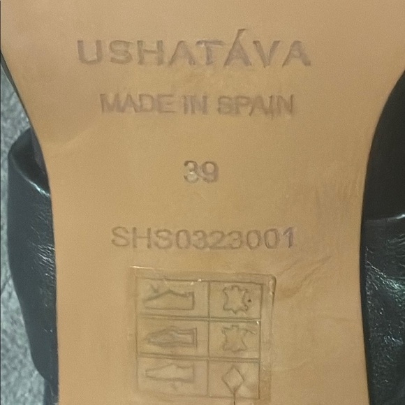 Ushatava Made in Spain Black Women's Heeled Thong Sandals Leather Lining Size 39 - Picture 3 of 7